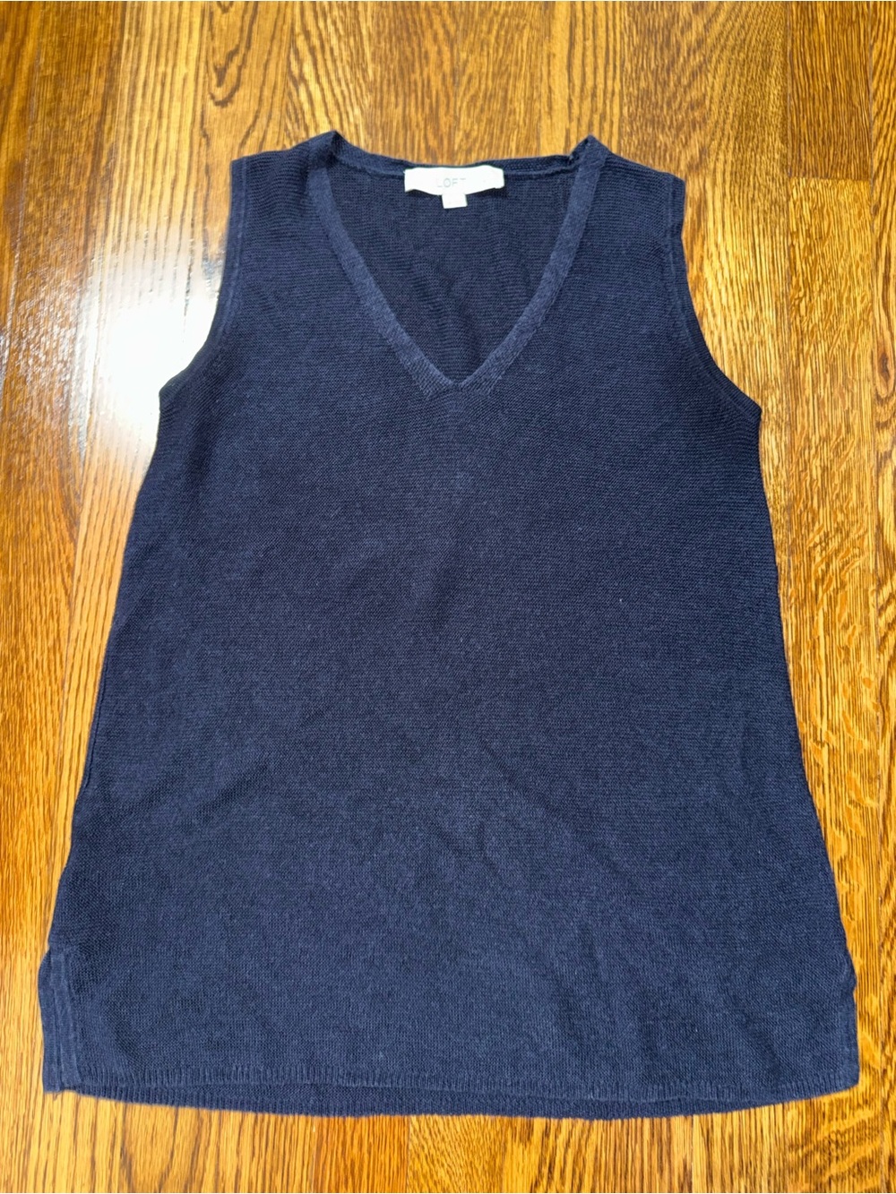 LOFT Navy Blue V-Neck Knit Tank Top